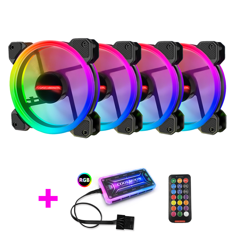 Case Fan Controller - Coolmoon Gehäuselüfter PC-Kühlung RGB-Lüfter mit IR-Fernbedienung